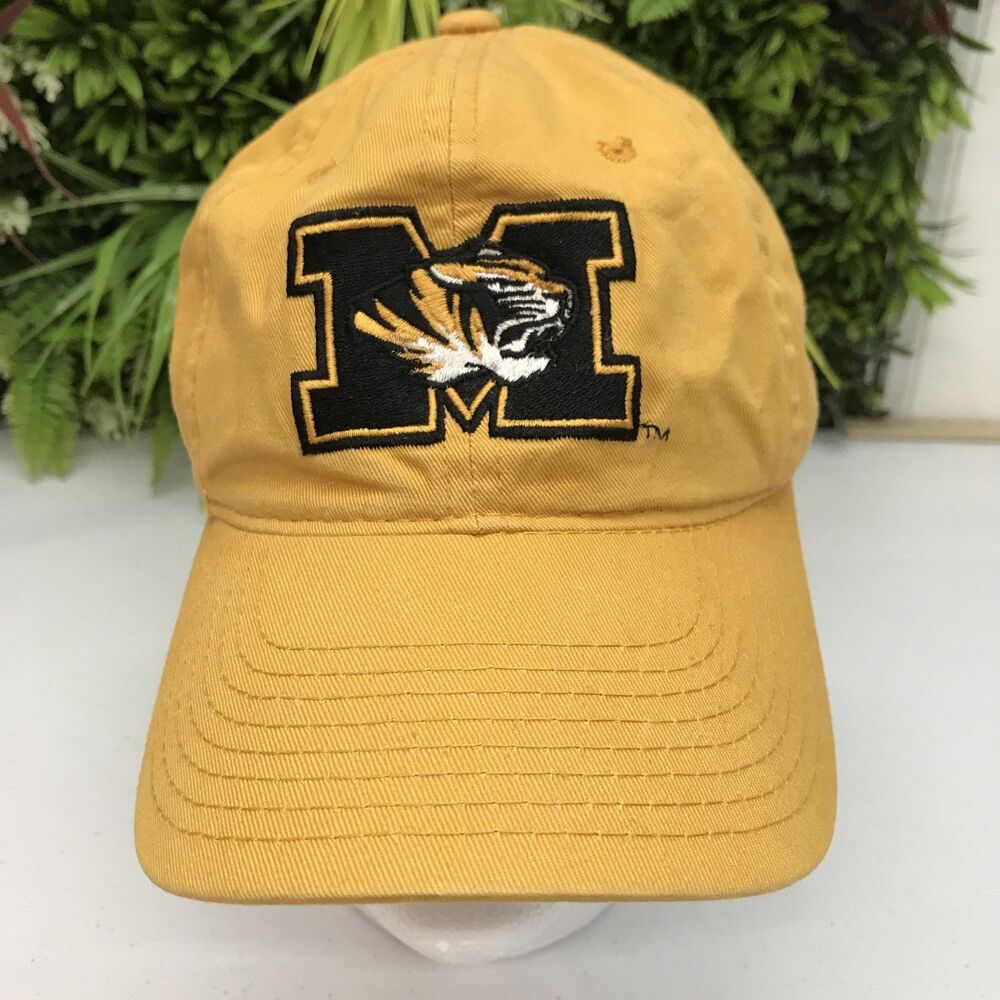 Missouri Tigers Hat Cap Strap Back Mens Gold NCAA College Football Embroidered